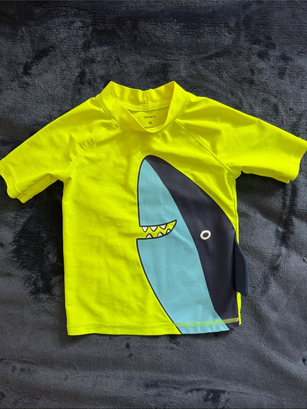 Carter's Bright Yellow Short Sleeve Shark Swim Rashguard